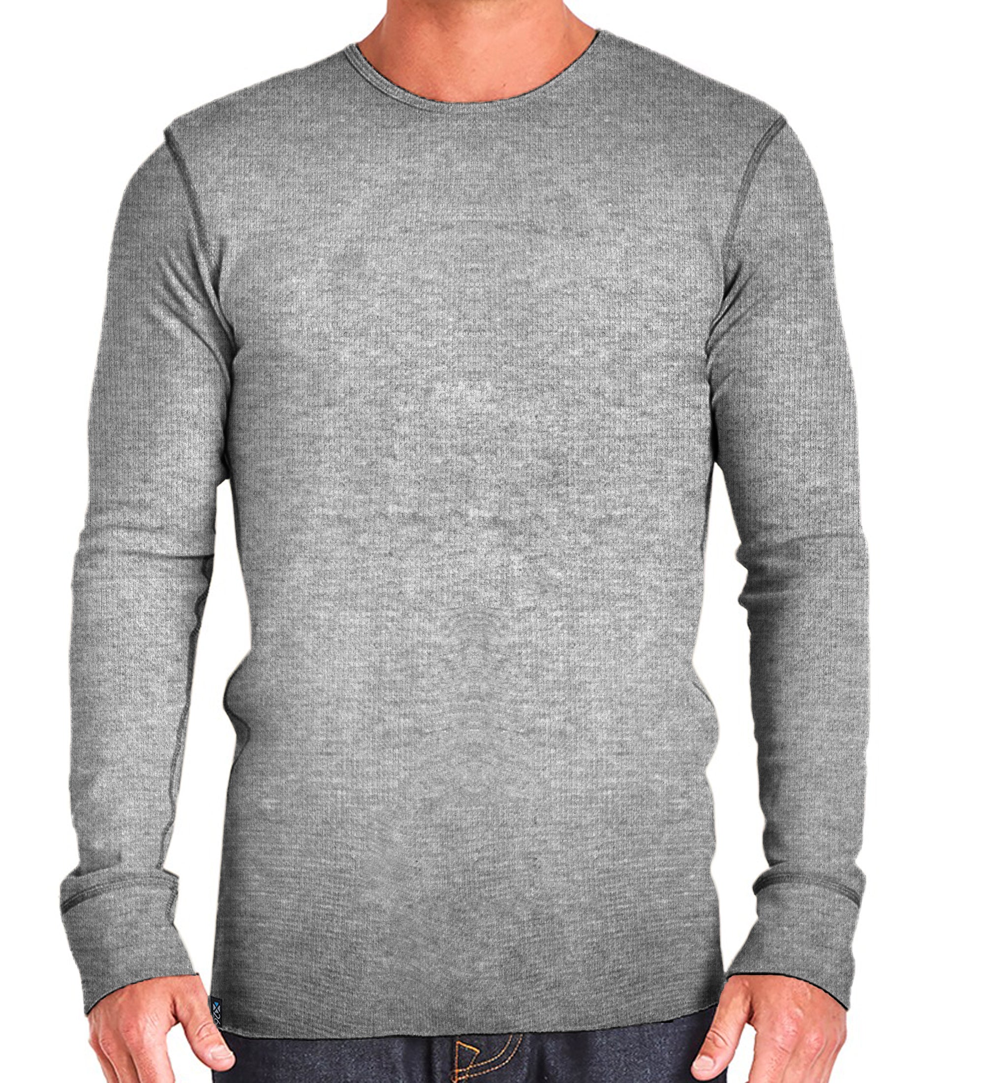 Thermal Waffle Knit Crew Neck Long Sleeve T-Shirt