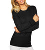 Thermal Waffle Knit Crew Neck Long Sleeve T-Shirt for Women