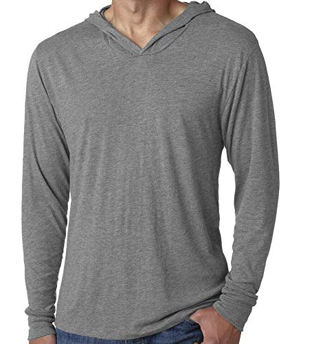 Men's Tri-Blend Long Sleeve T-Shirt Pullover Lightweight Hoodie